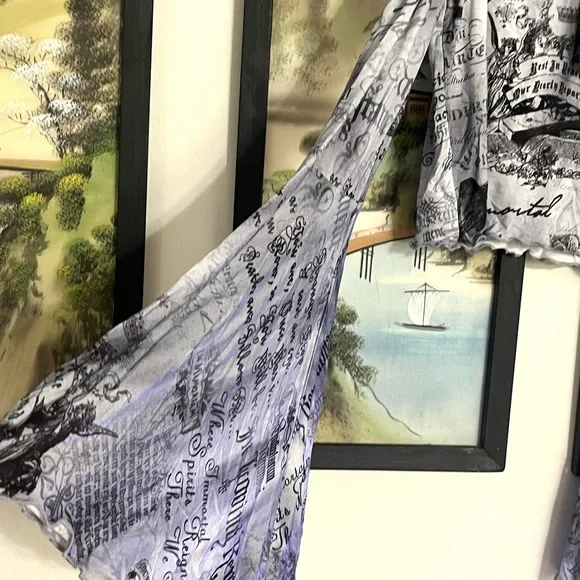 Dolls Kill / Widow Grey Shoulder Long Sleeve Top - Picture 4 of 6